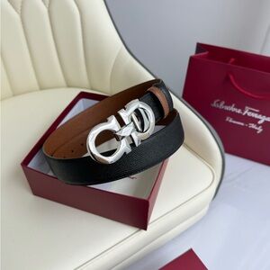 Salvatore Ferragamo Black and Brown Women's Belt